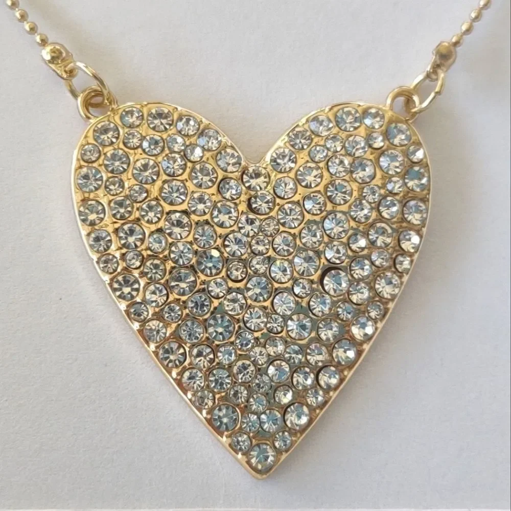 BaubleBar Cintia Pave Crystal Accents Heart Pendant Necklace
